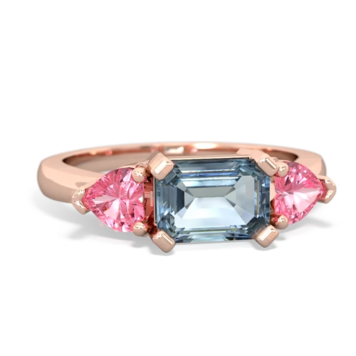 aquamarine-pink sapphire timeless ring