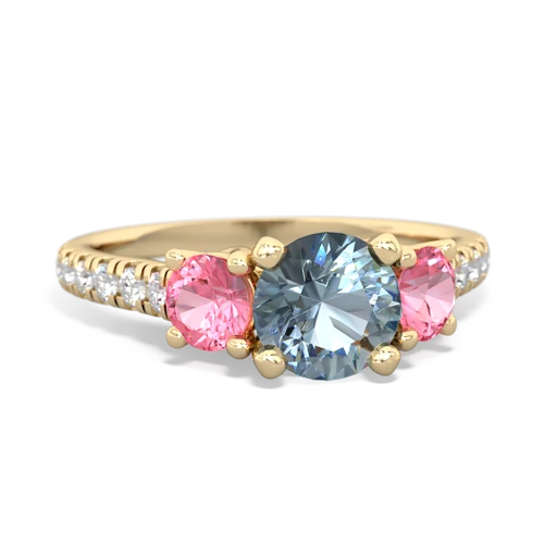 aquamarine-pink sapphire trellis pave ring