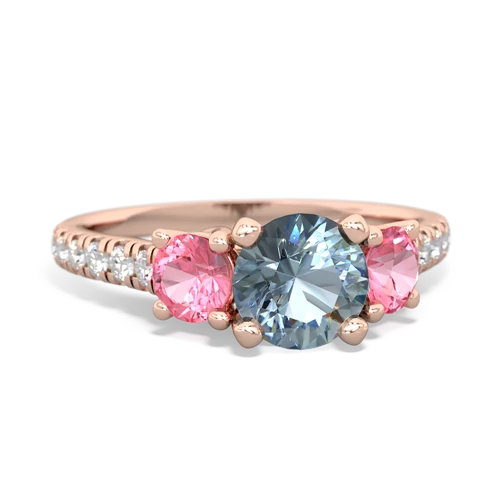 aquamarine-pink sapphire trellis pave ring