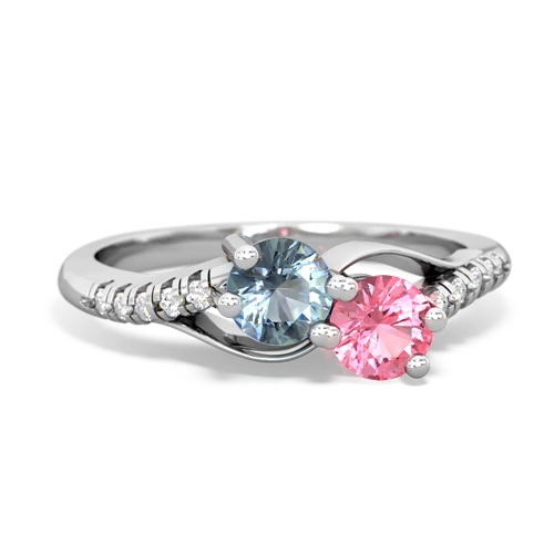 aquamarine-pink sapphire two stone infinity ring