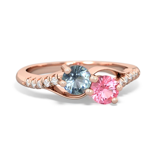 aquamarine-pink sapphire two stone infinity ring