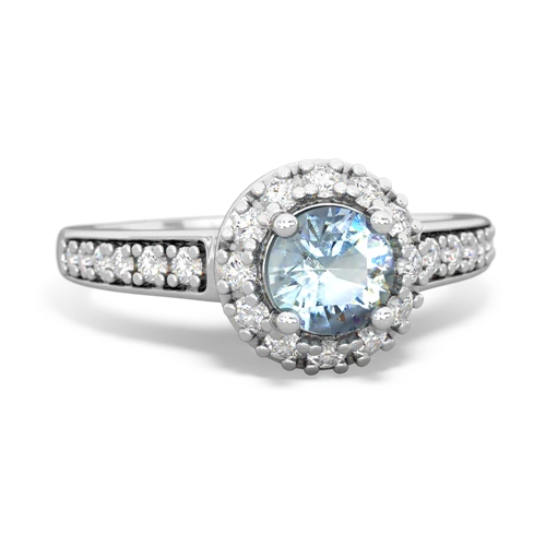 aquamarine classic halo ring