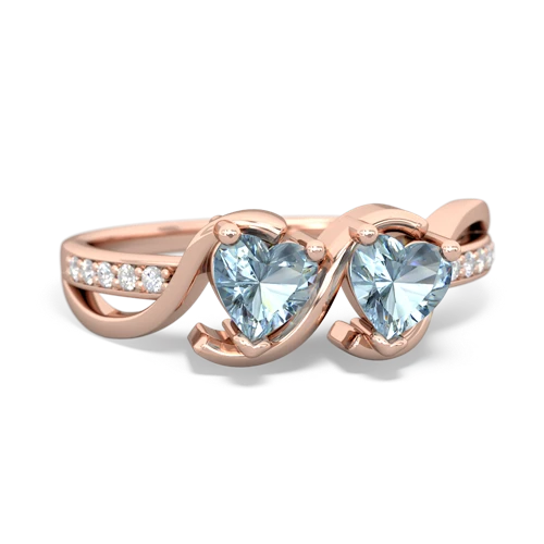 aquamarine double heart ring