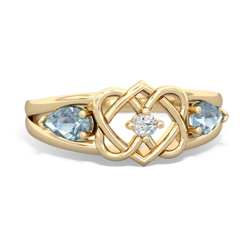 aquamarine double heart ring
