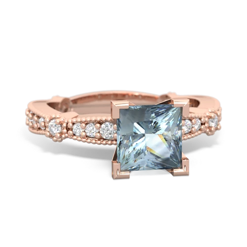 Aquamarine Milgrain Antique Style Genuine Aquamarine ring Ring
