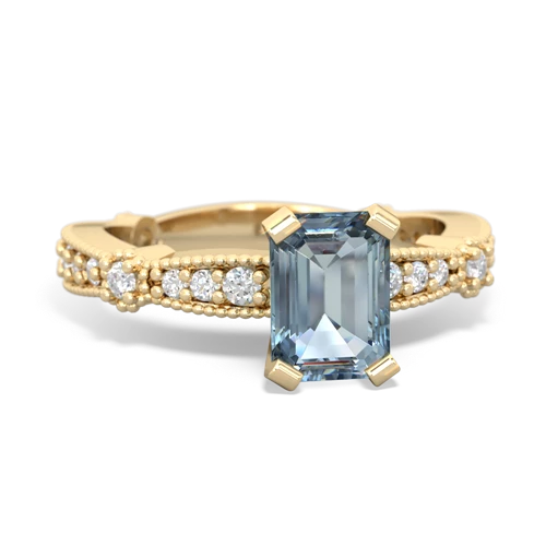 Aquamarine Milgrain Antique Style Genuine Aquamarine ring Ring
