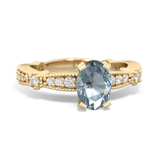 Aquamarine Milgrain Antique Style Genuine Aquamarine ring Ring