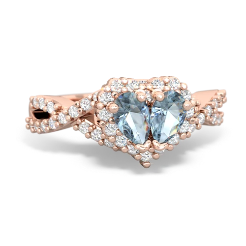 Aquamarine Diamond Twist Genuine Aquamarine ring Ring