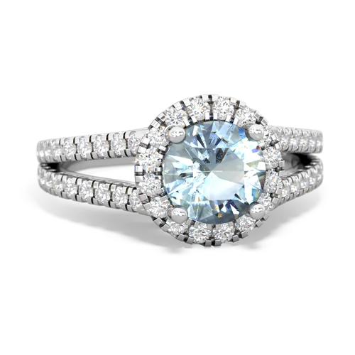 aquamarine halo pave ring