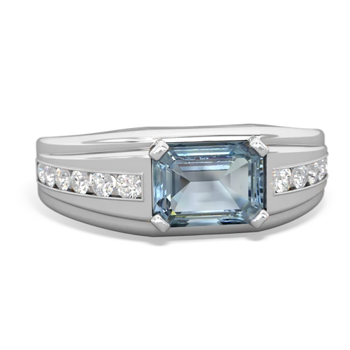 aquamarine mens channel ring