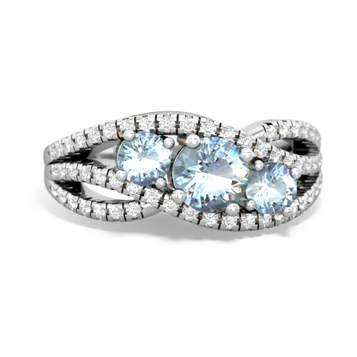 aquamarine three stone pave ring