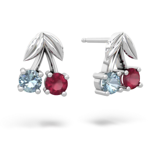 aquamarine-ruby cherries earrings