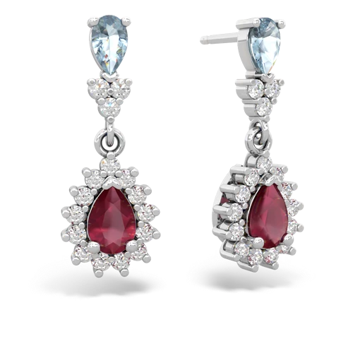 aquamarine-ruby dangle earrings