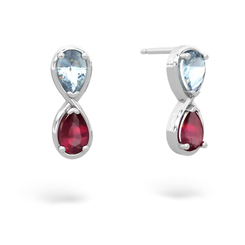 aquamarine-ruby infinity earrings