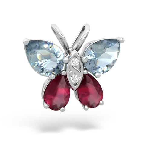 aquamarine-ruby butterfly pendant
