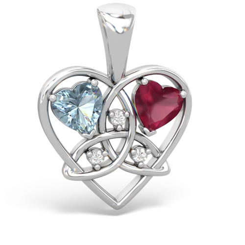 Aquamarine Genuine Aquamarine with Genuine Ruby Celtic Trinity Heart pendant Pendant