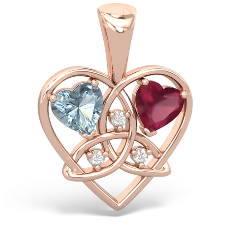 aquamarine-ruby celtic heart pendant