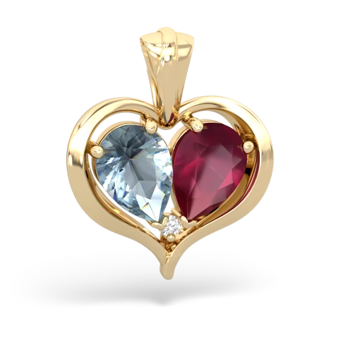 aquamarine-ruby half heart whole pendant