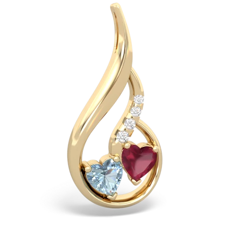 aquamarine-ruby keepsake swirl pendant