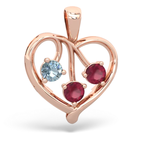 aquamarine-ruby love heart pendant