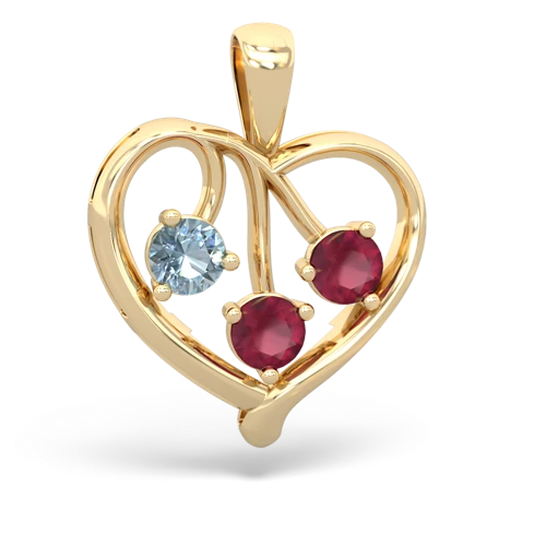 aquamarine-ruby love heart pendant