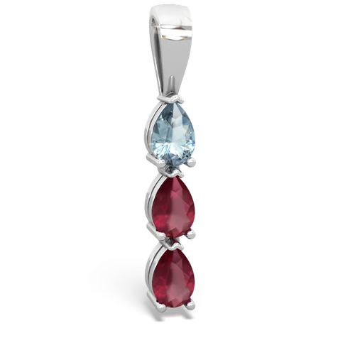 Aquamarine Genuine Aquamarine with Genuine Ruby and  Three Stone pendant Pendant