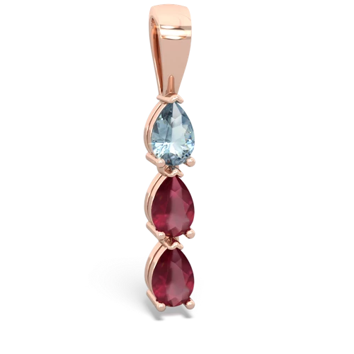 aquamarine-ruby three stone pendant