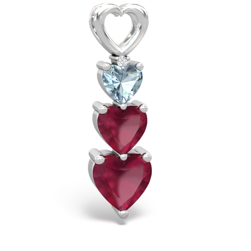 aquamarine-ruby three stone pendant