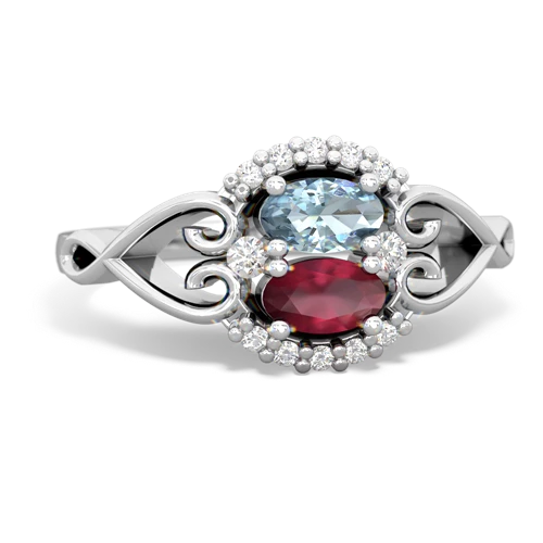 aquamarine-ruby antique keepsake ring