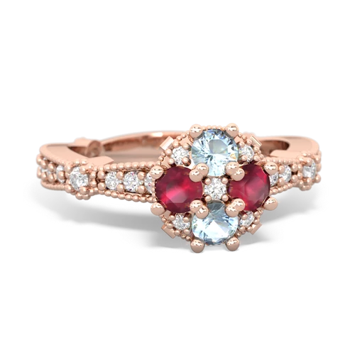 aquamarine-ruby art deco engagement ring