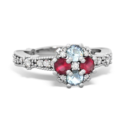 aquamarine-ruby art deco engagement ring
