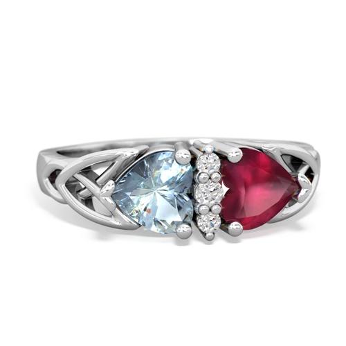 aquamarine-ruby celtic ring