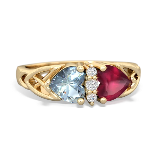 aquamarine-ruby celtic ring