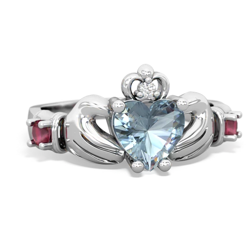 aquamarine-ruby claddagh ring