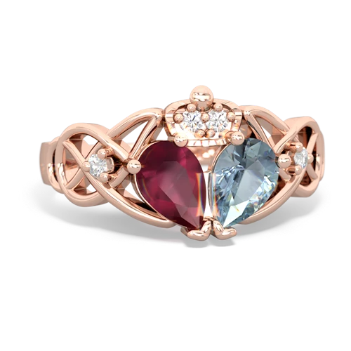 aquamarine-ruby claddagh ring