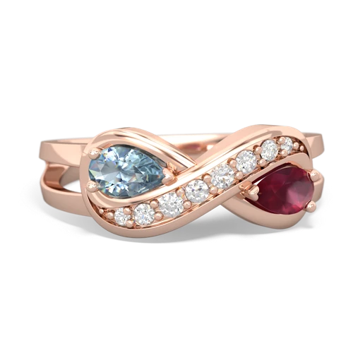 aquamarine-ruby diamond infinity ring