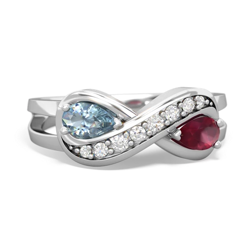 aquamarine-ruby diamond infinity ring