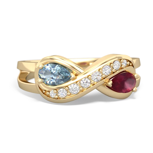 aquamarine-ruby diamond infinity ring