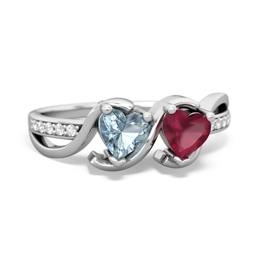 Aquamarine Genuine Aquamarine with Genuine Ruby Side by Side ring Ring