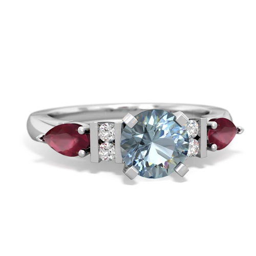 Aquamarine Genuine Aquamarine with Genuine Ruby and  Engagement ring Ring
