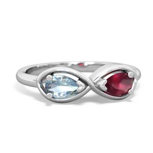 Aquamarine Genuine Aquamarine with Genuine Ruby Infinity ring Ring