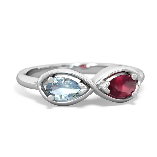 aquamarine-ruby infinity ring