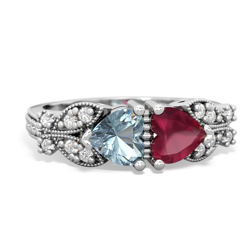 aquamarine-ruby keepsake butterfly ring