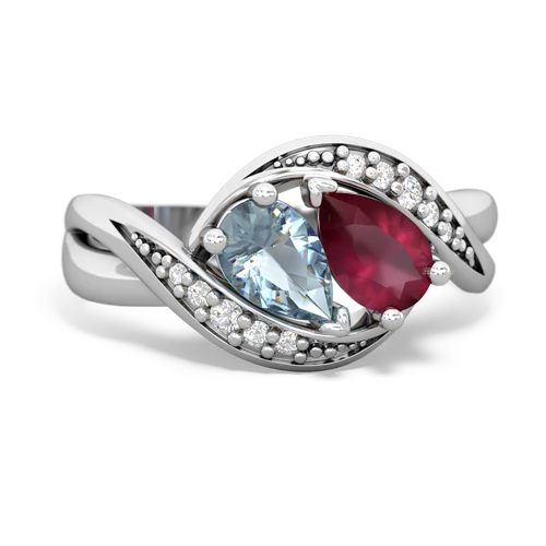 aquamarine-ruby keepsake curls ring