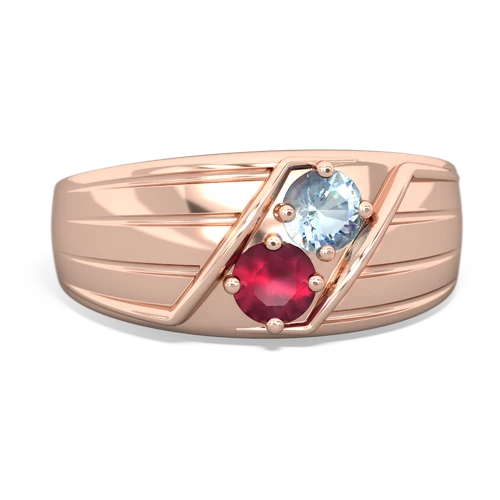 aquamarine-ruby mens ring