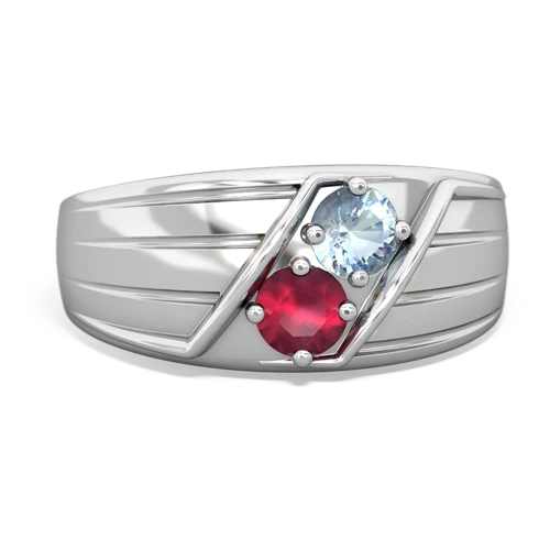 aquamarine-ruby mens ring