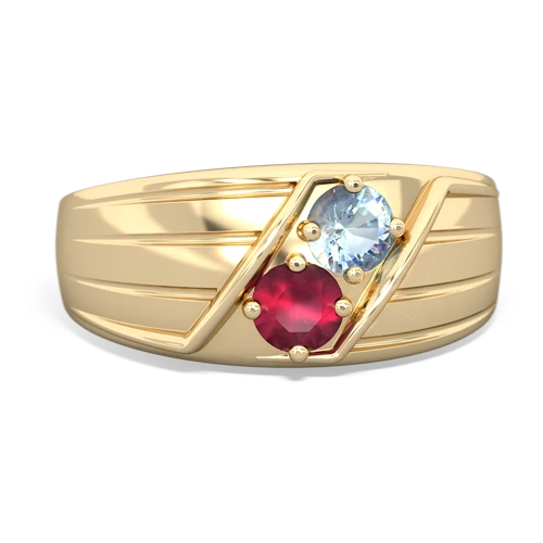 aquamarine-ruby mens ring