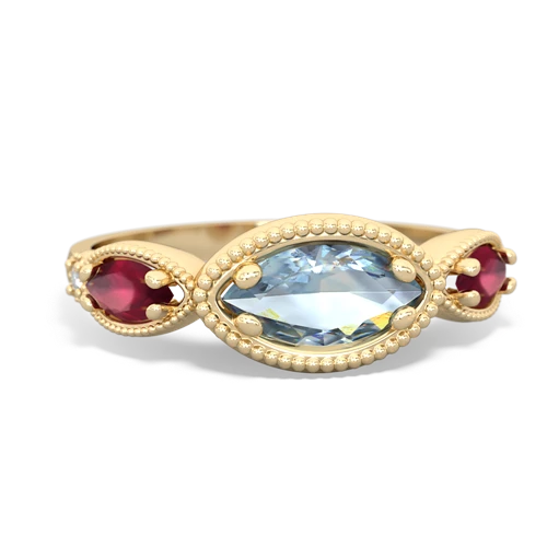 aquamarine-ruby milgrain marquise ring