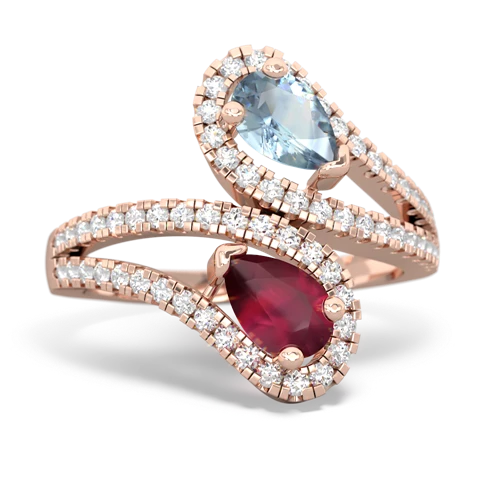 aquamarine-ruby pave swirls ring