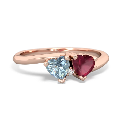 Aquamarine Genuine Aquamarine with Genuine Ruby Sweetheart's Promise ring Ring